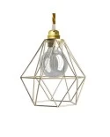 Pendant lamp with textile cable, Diamond cage lampshade and metal details - Made in Italy