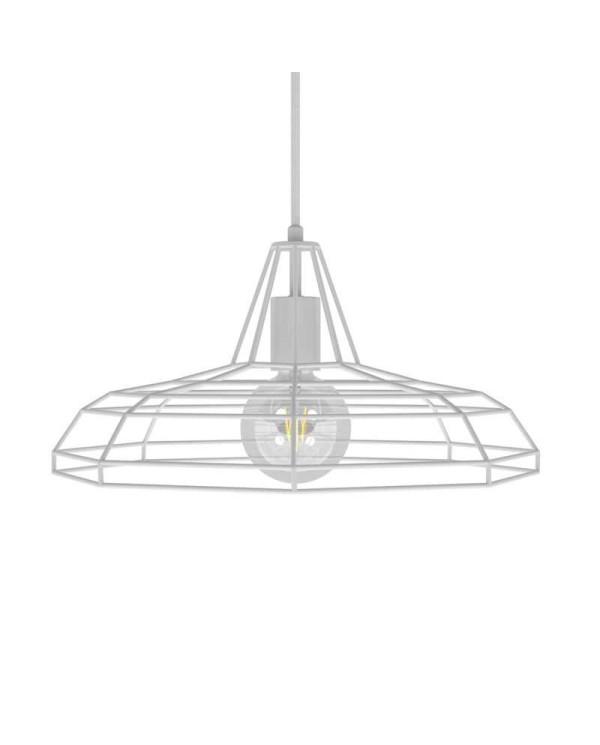 Pendant lamp with textile cable, Sonar lampshade and metal details - Made in Italy