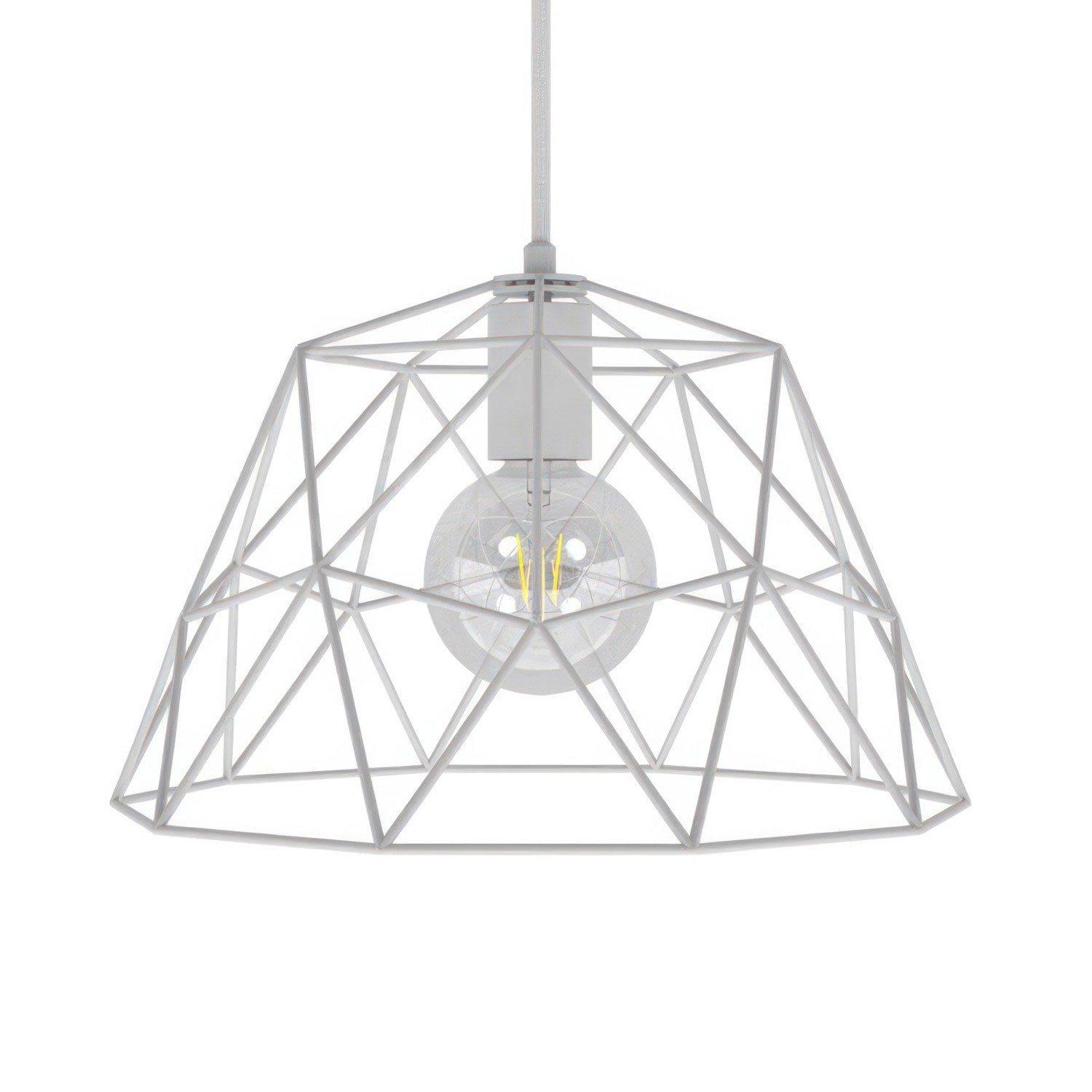 Pendant lamp with textile cable, Dome lampshade and metal details - Made in Italy