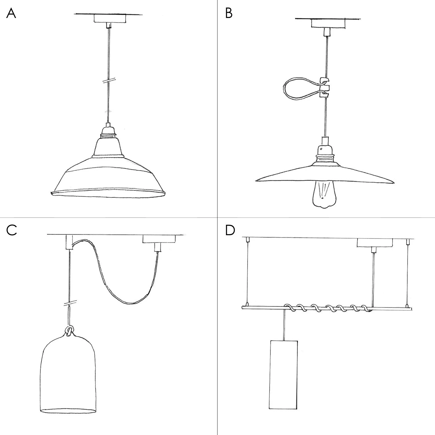 Pendant lamp with textile cable, Drop cage lampshade and metal details - Made in Italy