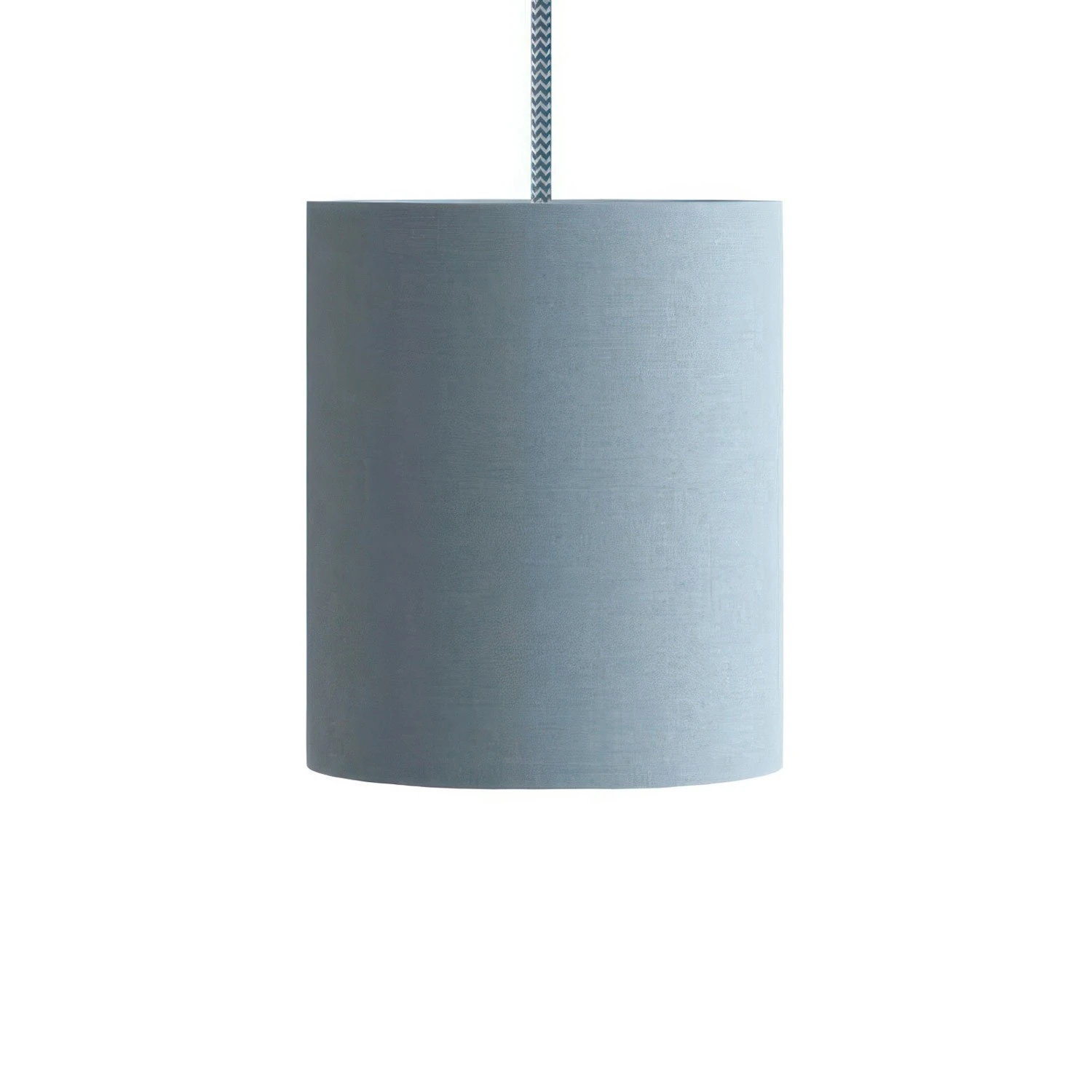 Pendant lamp with textile cable, Cylinder fabric lampshade and metal details  Made in Italy