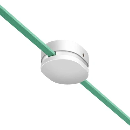 Oval wooden canopy with 2 side holes for string light cable and Filé system. Made in Italy - White