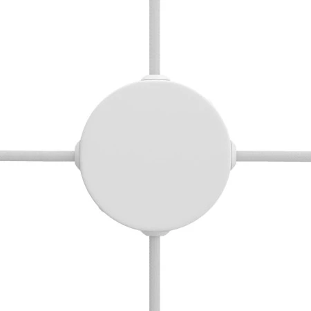 Mini cylindrical metal 4-side hole ceiling rose kit (junction box) - Matt White
