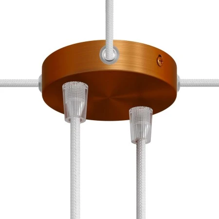 Mini cylindrical metal 2 central holes + 4 side holes ceiling rose kit - Brushed copper