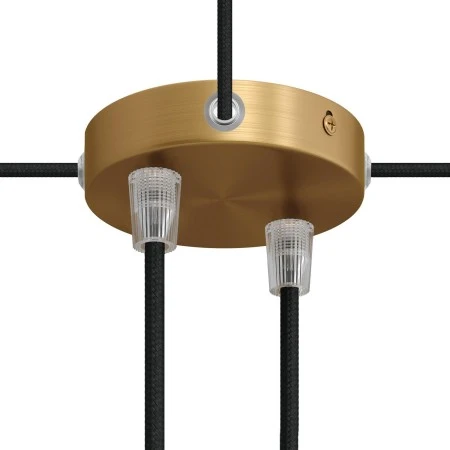Mini cylindrical metal 2 central holes + 4 side holes ceiling rose kit - Brushed bronze
