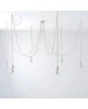 Multiple pendant lamp with 6 falls Made in Italy complete with fabric cable and coloured ceramic finishes