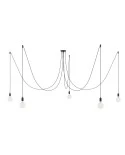Spider - Suspension with 5 pendants Made in Italy complete with fabric cable, and metal finishes
