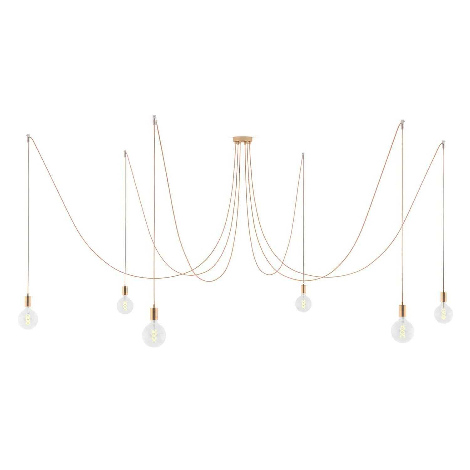Spider - Suspension with 6 pendants Made in Italy complete with fabric cable, and metal finishes