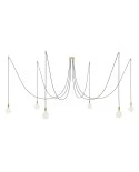 Spider - Suspension with 6 pendants Made in Italy complete with fabric cable, and metal finishes