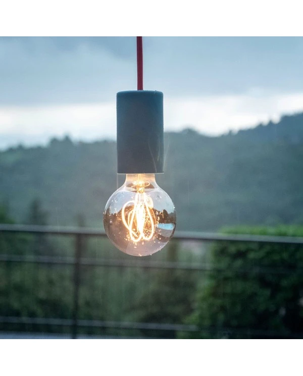 EIVA ELEGANT Outdoor pendant lamp with 1,5 mt textile cable, silicone ceiling rose and lamp holder IP65 water resistant