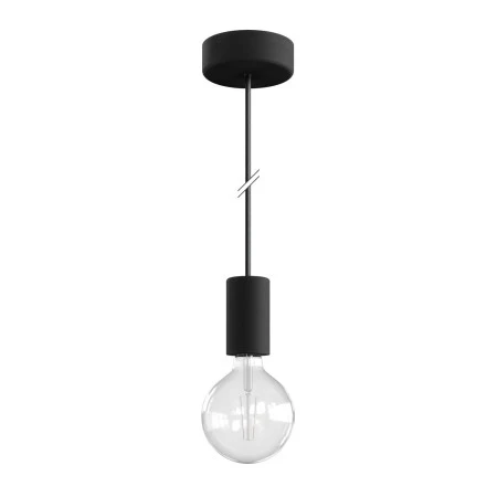 EIVA ELEGANT Outdoor pendant lamp with 1,5 mt textile cable, silicone ceiling rose and lamp holder IP65 water resistant - Black