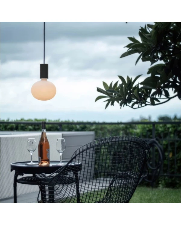 EIVA ELEGANT Outdoor pendant lamp with 1,5 mt textile cable, silicone ceiling rose and lamp holder IP65 water resistant