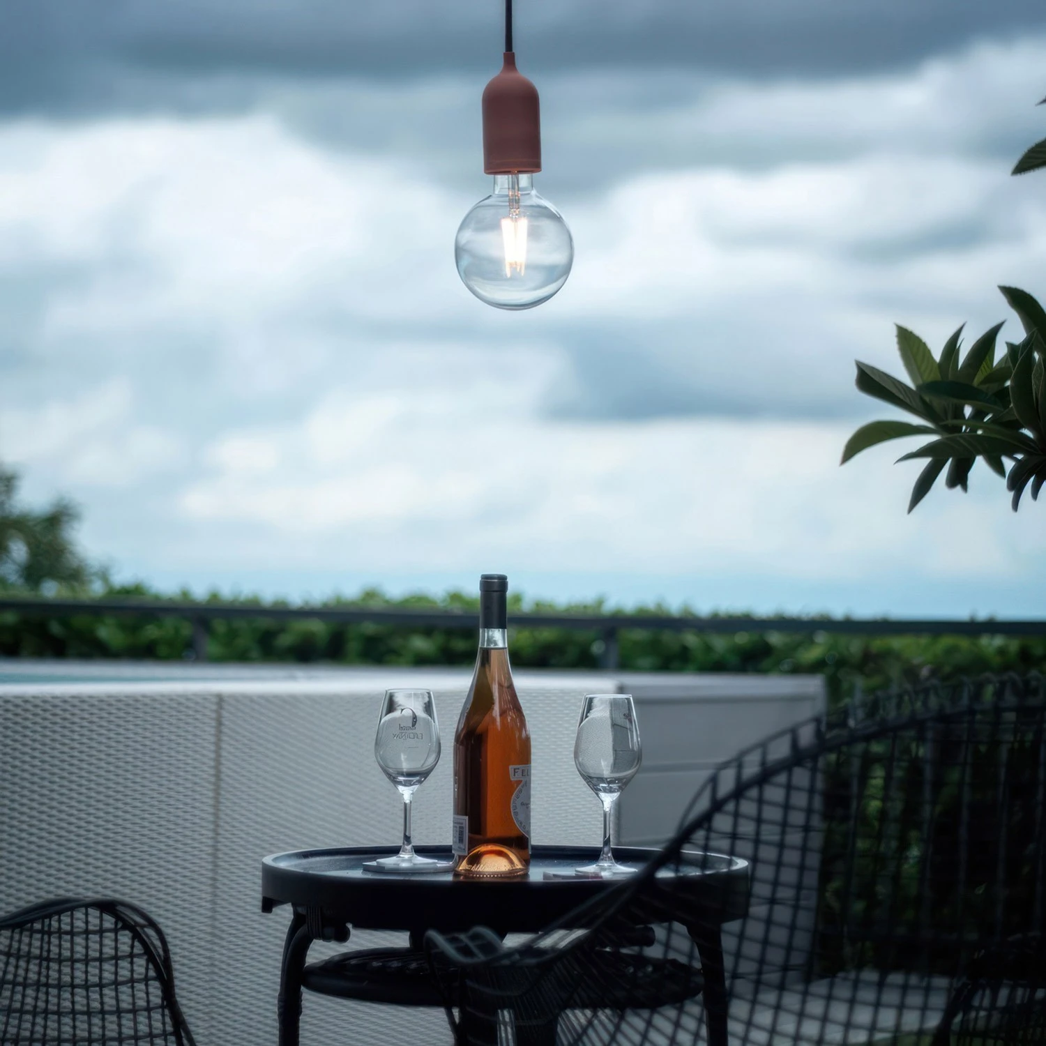 EIVA PASTEL Outdoor pendant lamp with 1,5 mt textile cable, colorful silicone ceiling rose and lamp holder IP65 water resistant