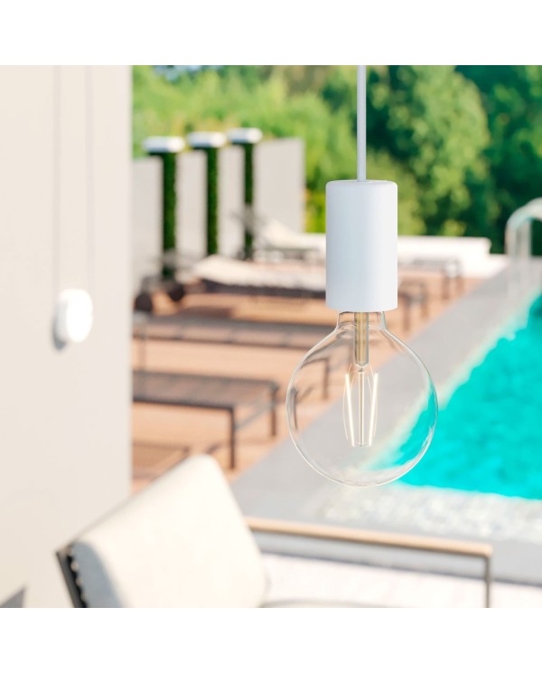 EIVA ELEGANT Outdoor pendant lamp with 5 mt  textile cable, decentralizer,  ceiling rose and lamp holder IP65 water resistant