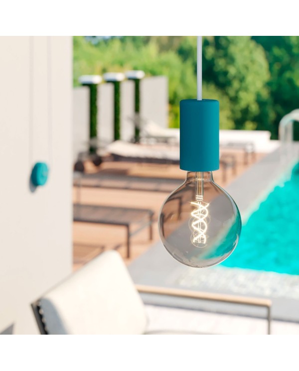 EIVA ELEGANT Outdoor pendant lamp with 5 mt  textile cable, decentralizer,  ceiling rose and lamp holder IP65 water resistant