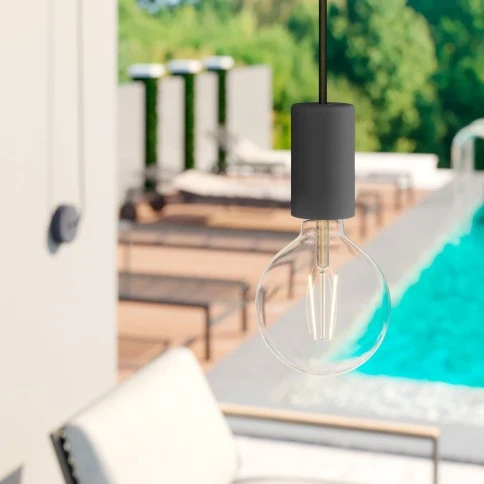 EIVA ELEGANT Outdoor pendant lamp with 5 mt  textile cable, decentralizer,  ceiling rose and lamp holder IP65 water resistant