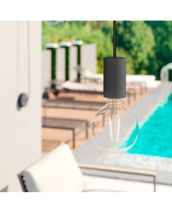 EIVA ELEGANT Outdoor pendant lamp with 5 mt  textile cable, decentralizer,  ceiling rose and lamp holder IP65 water resistant