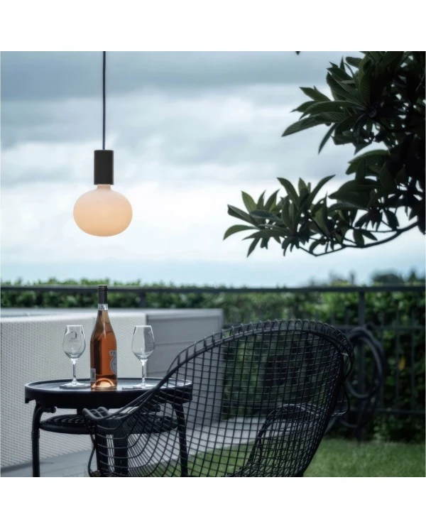 EIVA ELEGANT Outdoor pendant lamp with 5 mt  textile cable, decentralizer,  ceiling rose and lamp holder IP65 water resistant