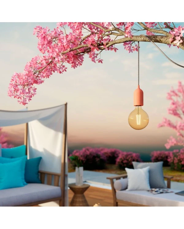 EIVA PASTEL Outdoor pendant lamp with 5 mt  textile cable, decentralizer,  ceiling rose and lamp holder IP65 water resistant