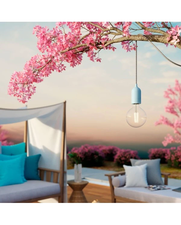 EIVA PASTEL Outdoor pendant lamp with 5 mt  textile cable, decentralizer,  ceiling rose and lamp holder IP65 water resistant