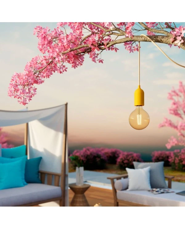 EIVA PASTEL Outdoor pendant lamp with 5 mt  textile cable, decentralizer,  ceiling rose and lamp holder IP65 water resistant