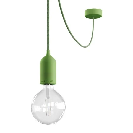 EIVA PASTEL Outdoor pendant lamp with 5 mt  textile cable, decentralizer,  ceiling rose and lamp holder IP65 water resistant - Soft green