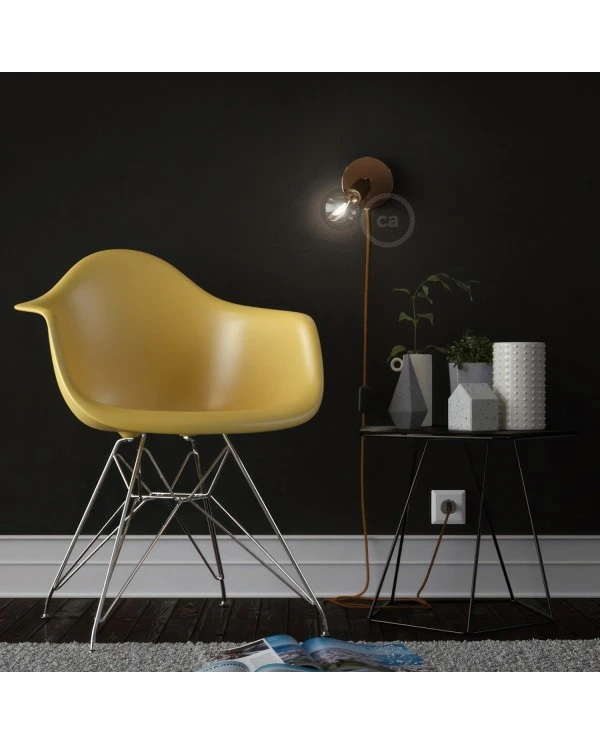 Spostaluce Metal 90°, the adjustable light source with fabric cable and side holes