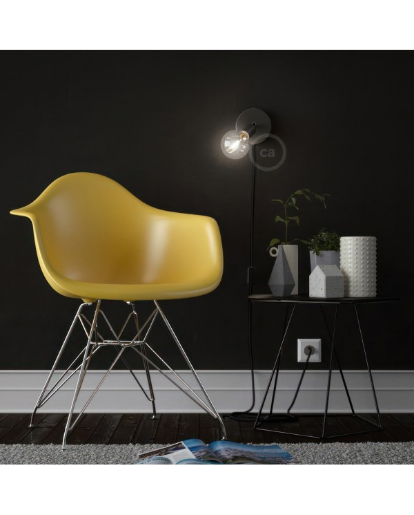 Spostaluce Metal 90°, the adjustable light source with fabric cable and side holes