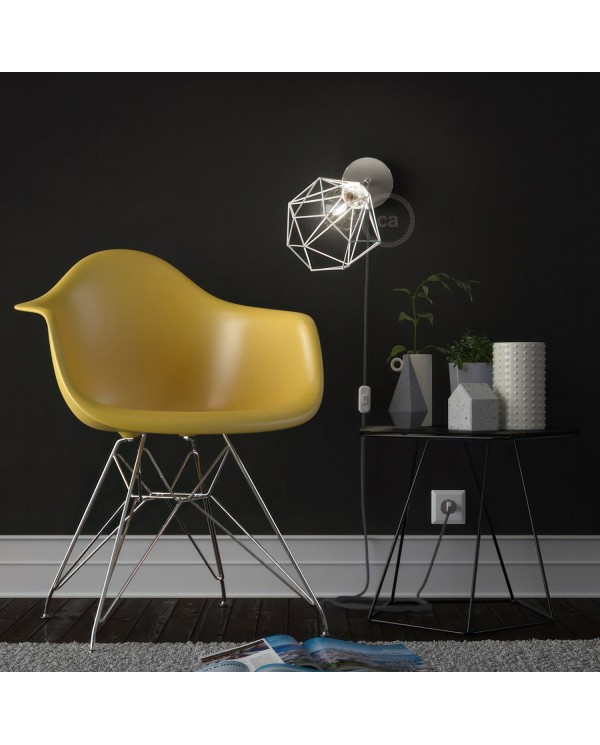 Spostaluce Metal 90°, the adjustable light source with E27 threaded lamp holder, fabric cable and side holes
