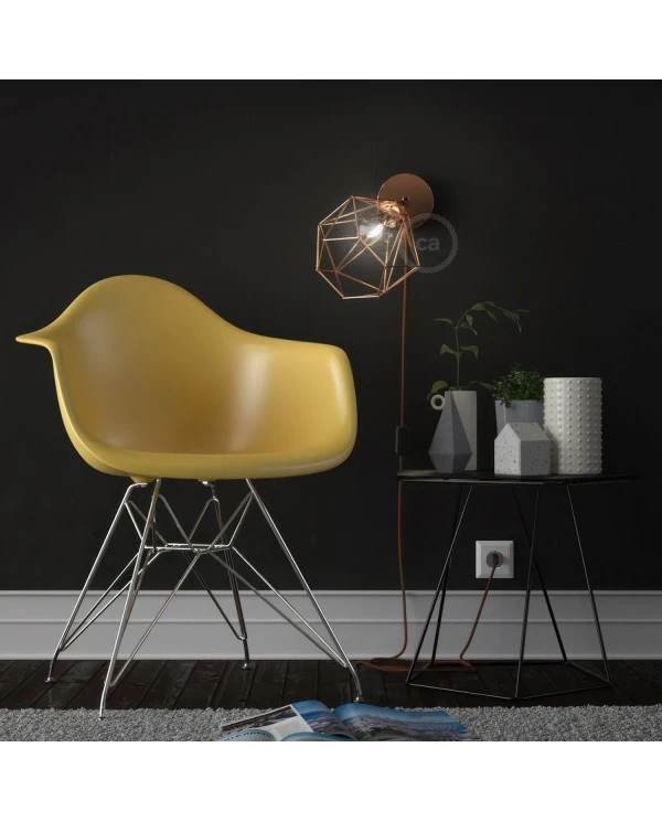 Spostaluce Metal 90°, the adjustable light source with E27 threaded lamp holder, fabric cable and side holes