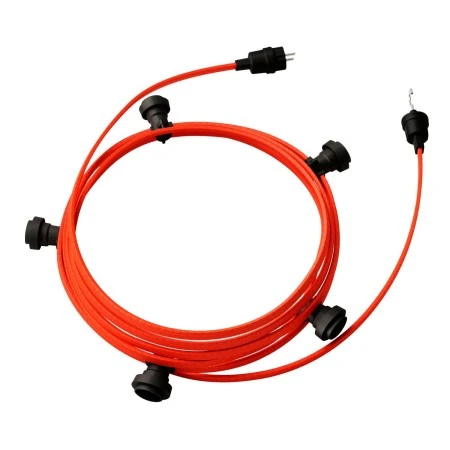 Ready-to-use 7,5m Lumet String Light with Kit with 5 black Lamp Holders, Hook and Plug - CF15