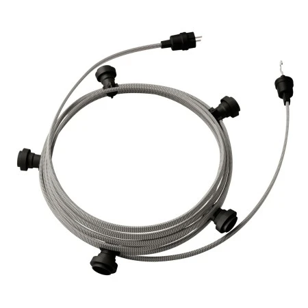 Ready-to-use 7,5m Lumet String Light with Kit with 5 black Lamp Holders, Hook and Plug - CZ04