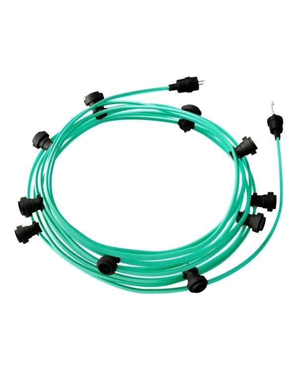 Ready-to-use 12,5m Lumet String Light with Kit with 10 black Lamp Holders, Hook and Plug