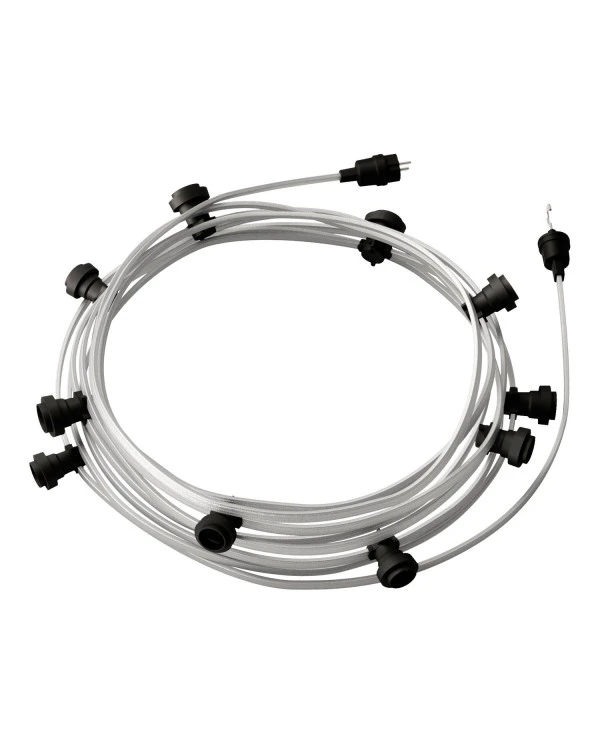 Ready-to-use 12,5m Lumet String Light with Kit with 10 black Lamp Holders, Hook and Plug