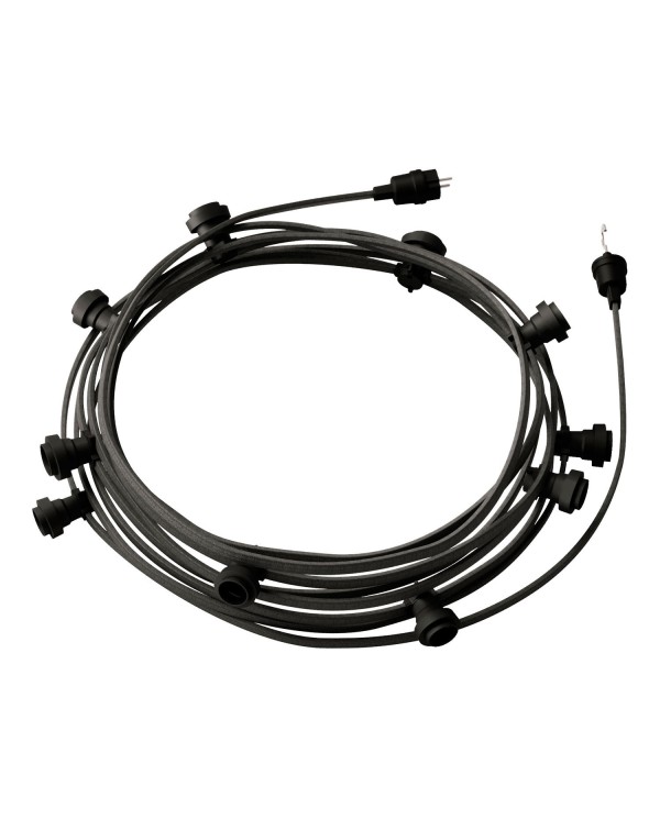 Ready-to-use 12,5m Lumet String Light with Kit with 10 black Lamp Holders, Hook and Plug