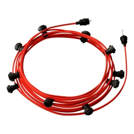 Ready-to-use 12,5m Lumet String Light with Kit with 10 black Lamp Holders, Hook and Plug - CM09