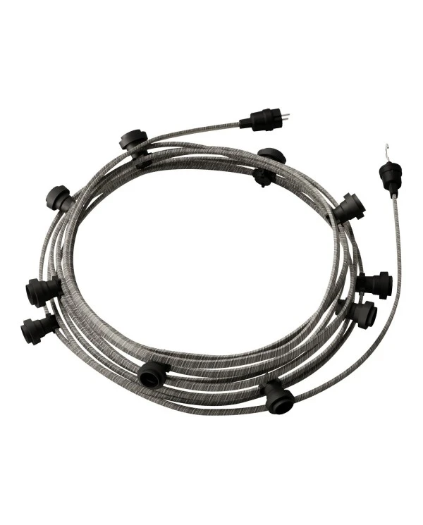 Ready-to-use 12,5m Lumet String Light with Kit with 10 black Lamp Holders, Hook and Plug