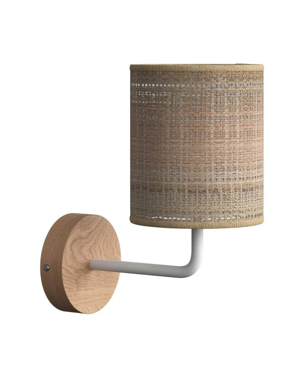 Fermaluce Wood, ceramics wall light with lampshade and bent extension