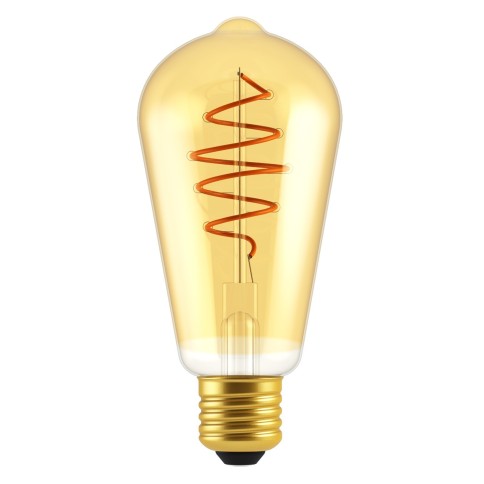 LED Bulb Edison ST64 Golden Croissant Line with Spiral Filament 5W 250Lm E27 2000K Dimmable