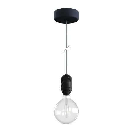 EIVA Outdoor pendant lamp for lampshades with 1,5 mt textile cable, silicone ceiling rose and lamp holder IP65 water resistant - Carbon Black