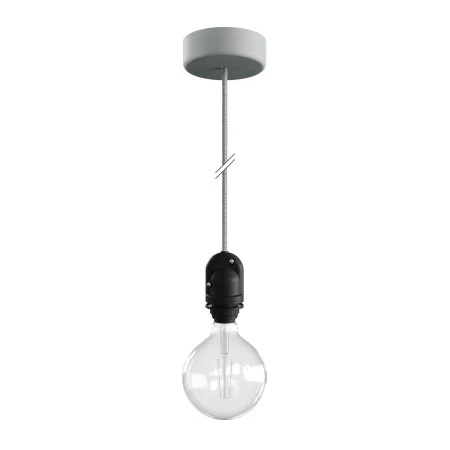 EIVA Outdoor pendant lamp for lampshades with 1,5 mt textile cable, silicone ceiling rose and lamp holder IP65 water resistant - Glacier Grey