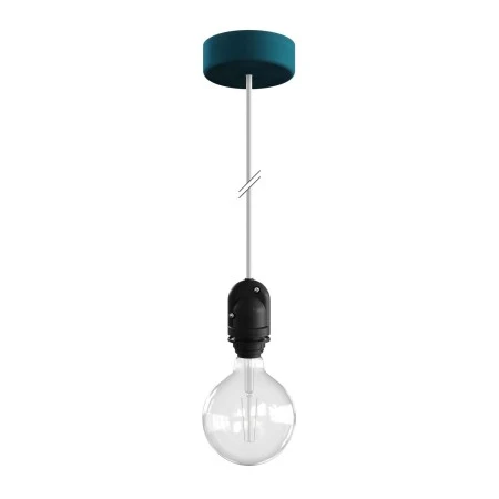 EIVA Outdoor pendant lamp for lampshades with 1,5 mt textile cable, silicone ceiling rose and lamp holder IP65 water resistant - Petrol