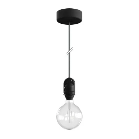 EIVA Outdoor pendant lamp for lampshades with 1,5 mt textile cable, silicone ceiling rose and lamp holder IP65 water resistant - Black