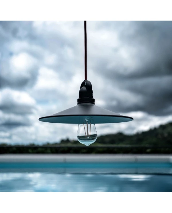 EIVA Outdoor pendant lamp for lampshaed with 5 mt textile cable, decentralizer, silicone ceiling rose and lamp holder IP65