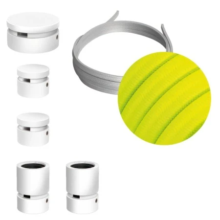 Filé System Wiggle Kit - with 3m string light cable and 5 indoor white varnished wooden components - CF10