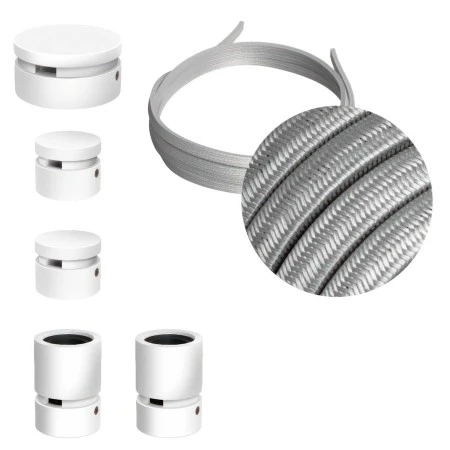 Filé System Wiggle Kit - with 3m string light cable and 5 indoor white varnished wooden components - CM02
