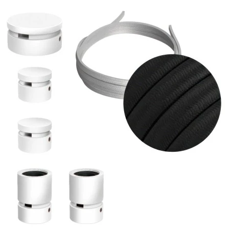 Filé System Wiggle Kit - with 3m string light cable and 5 indoor white varnished wooden components - CM04