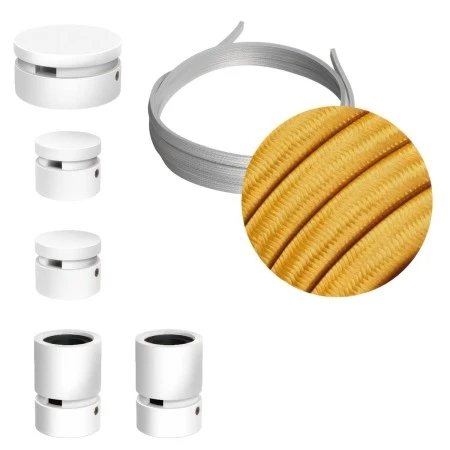 Filé System Wiggle Kit - with 3m string light cable and 5 indoor white varnished wooden components - CM05