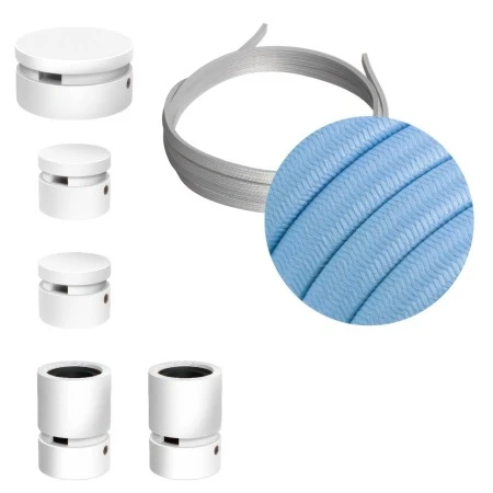 Filé System Wiggle Kit - with 3m string light cable and 5 indoor white varnished wooden components - CM17