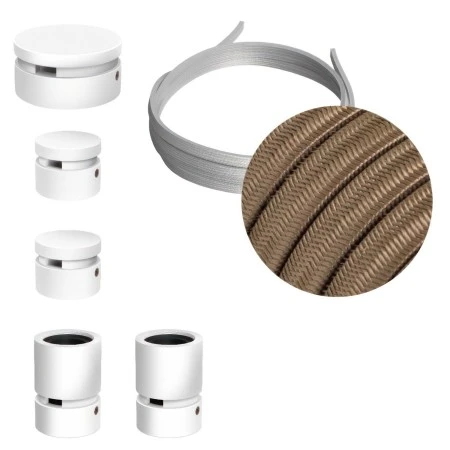 Filé System Wiggle Kit - with 3m string light cable and 5 indoor white varnished wooden components - CM27